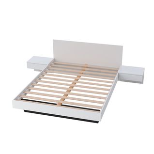 Lit 2 Places 140x190cm Blanc Cail Inclus Sommier Et 2 Chevets