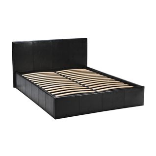 Lit Coffre 2 Places 140x190cm Noir Avec Sommier Bacelan
