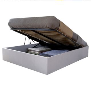 Lit Coffre 2 Places 140x190cm Blanc Avec Sommier Turin