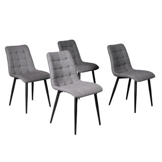 Lot De 4 Chaises En Tissu Velours Gris Pieds Métal Confortable Mila