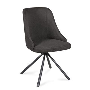 Lot De 4 Chaises Pivotantes En Tissu  Gris Foncé Pieds Métal Confortable Hora