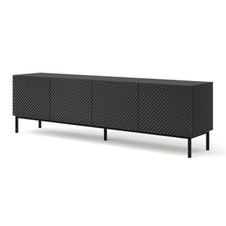 Meuble TV Meuble Hi-fi Sur Pied Noir Mat 200x42x58cm Ravi C Diamant Pied Cadré Noir