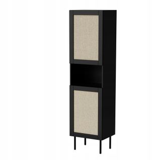 Meuble Vitrine De Rangement Sur Pied 50x180x40 Noir Mat Modèle Yota