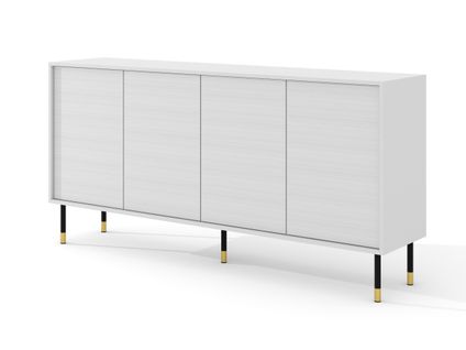 Buffet Commode De Rangement Meuble Universel Meshewood 180x40x80cm Blanc Mat