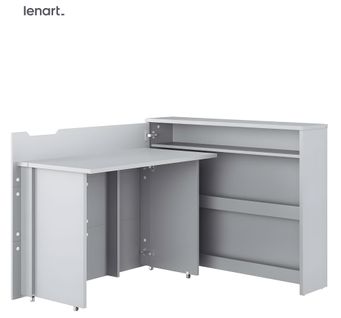 Lenart Bureau Extensible Avec Rangement 115cm Office Consus Cw01l Gris Gauche