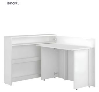 Lenart Bureau Extensible Avec Rangement 115cm Office Consus Cw01p Blanc Mat Droit