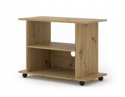 Meuble TV Commode TV Yogi Couleur Artisan 60x80x40cm (hxlxp) 2étagères Avec Roues Design Moderne