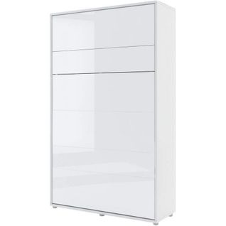 Lenart Lit Escamotable Matelas Inclus Vertical 120x200cm Blanc Brillant Lit Rabattable"consus"