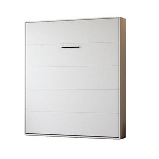 Lit Escamotable 180x200cm Vertical Lit Mural Sup M1 Cadre Rembourré Blanc Mat