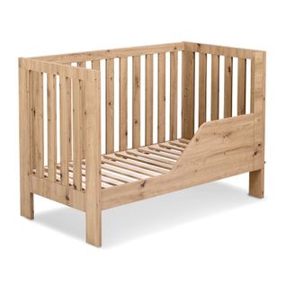 Lit Bébé 120x60cm Chêne Amelie Barreaux Amovible Et Barrière De Sécurité Inclus