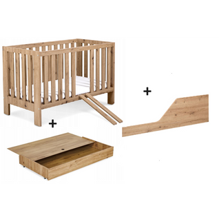 Lit Bébé 120x60cm Avec Tiroir Couleur Et Barrière De Sécurité Chêne Amelie Lit Barreaux Amovible