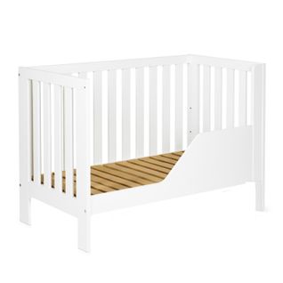 Lit Bébé 120x60cm Blanc Amelie Barreaux Amovible Et Barrière De Sécurité Inclus