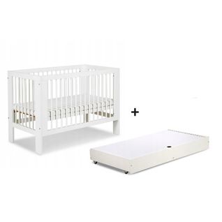 Lit Bébé 120x60cm Avec Tiroir Couleur Blanc Olive Lit à Barreaux Amovible