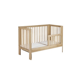 Lit Bébé 120x60cm Hêtre Olive Barreaux Amovible Et Barrière De Sécurité Inclus