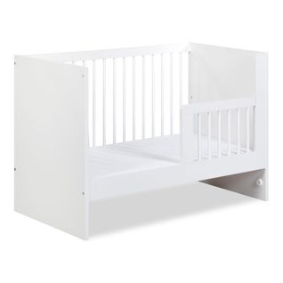 Lit Bébé 120x60cm Blanc Dalya Barreaux Amovible Et Barrière De Sécurité Inclus