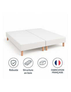 Sommier Tapissier Blanc 70x200x2 (140x200) - Fabrication Française Artisanale - Pieds s - Haut