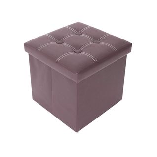 Pouf Tabouret Boîte De Rangement Marron Contemporain 30x30x30