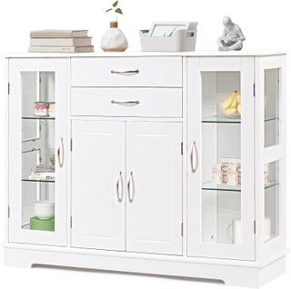 Buffet De Cuisine, Meuble De Rangement 107 X 30 X 82 Cm Blanc