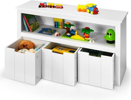 Meuble De Rangement, Armoire De Rangement Avec 3 Tiroirs, 101 X 33 X 62cm Blanc