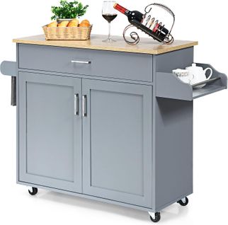 Desserte De Cuisine, À Roulettes Etagère Réglable Sur 3 Niveaux Gris