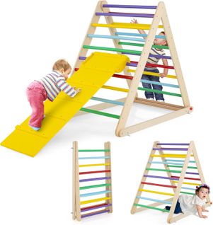 2 En 1 Échelle D’escalade Pour Enfants, Triangle Escalade En Bois Pliant De Haute Qualité