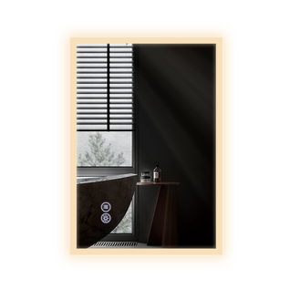 Miroir Avec Lumière 50x70cm Miroir Mural LED Verre Antidéflagrant Avec Miroir Tactile
