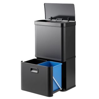 Poubelle Cuisine Automatique 56l En Acier Inoxydable, Poubelle Tri Selectif 3 Compartiments (noir)