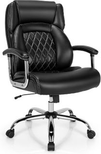 Chaise De Bureau, Réglable En Hauteur, Accoudoirs Rembourrés, Dossier Basculant, Noir