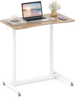 Table Roulante Pour Lit Canapé 95x52cm,bureau Debout Réglable En Hauteur,table D'appoint (naturel)