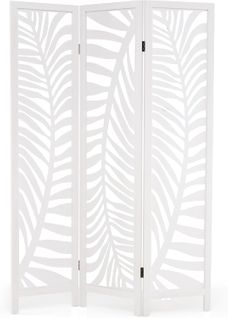 Paravent Interieur 3 Panneaux 121 X 170 Cm, Pliable, Cadre En Bois De Paulownia