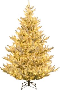 Sapin De Noël Enneigé, 8 Modes Lumière,1074 Branches, 450 LEDs Blanc Chaud, 210 Cm