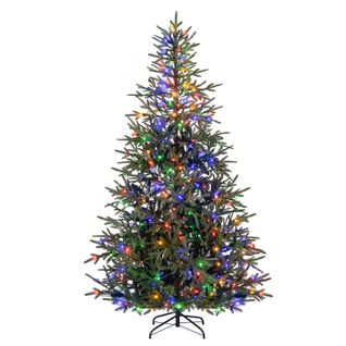 Arbre Noël Artificiel 180cm Pré-éclairé 250 LEDs, 11 Modes, 530 Branches, Pliable (210cm)