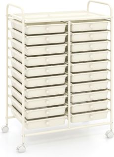 Chariot De Rangement à Roulette 20 Tiroirs En Pp, Cadre En Métal (xl - 20 Tiroirs,blanc)