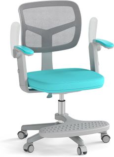 Chaise Bureau Enfant Pivotante Avec Hauteur et Accoudoirs et Repose-pieds Réglables (vert)
