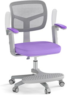 Chaise Bureau Enfant Pivotante Avec Hauteur et Accoudoirs et Repose-pieds Réglables (violet)
