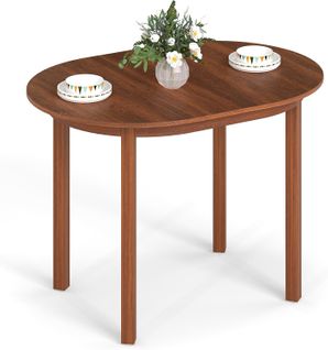 Table à Manger Bois 4 Personnes, Table De Cuisine Ovale 110 Cm, Pieds En Bois D'hévéa
