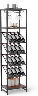 Casier à Vin à 7 Niveaux Pour 16 Bouteilles, 2 Rangées De Porte-verres, 45 X 35 X 171 Cm