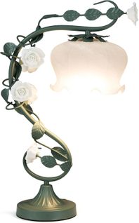 Lampe De Chevet Abat-jour Verre Muguet, 6 Roses Céramique, Interrupteur,base Antidérapante