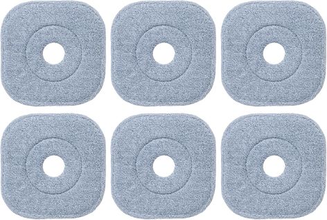 Lot De 6 Serpillières Microfibre Réutilisables, Lingettes Amovibles, Lavage Humide, 26.5cm