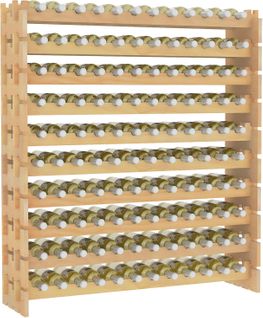 Casier à Bouteilles 120 Bouteilles, 10 Niveaux Bois De Pin Modulable, Pour Cave Et Bar