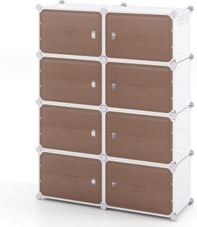 Meuble à Chaussures 8 Boîtes 32 Paires, Étagères Amovibles, Panneau Transparent,95x32x126 Cm