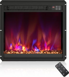 Cheminée Électrique Encastré 1500w, 18" Avec Télécommande 16,5°c à 32°c Minuterie 0,5-9h