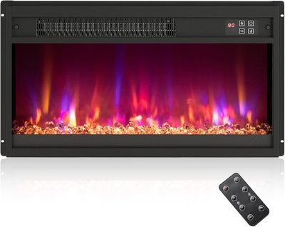 Cheminée Électrique Encastré 1500w, 23" Avec Télécommande 16,5°c à 32°c Minuterie 0,5-9h