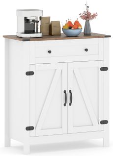 Buffet Rangement 80x40x92cm, Portes Et Tiroir, Style Campagne, Étagère Réglable ,blanc