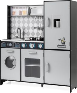 Cuisine Enfant Bois Avec Sons Et Lumières, Machine à Laver, Micro-ondes, 3 Ans+ (gris)