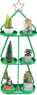 Chariot Rangement 3 Niveaux Thème Renne Noël, Cadre Métal, Roues, 44x22.5x109.5cm ,vert