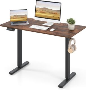 Bureau Assis Debout Électrique, 120 X 60 Cm ，hauteur Réglable ，3 Mémoires, Marron Rustique