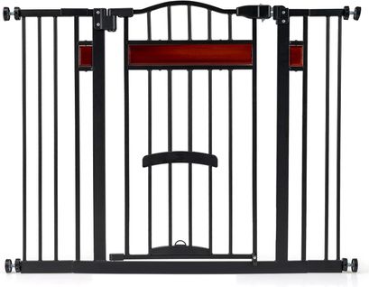 Barrière Sécurité Chien 74-104cm, Porte Relevable,verrouillage Auto, Montage Pression,noir