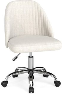 Chaise De Bureau Moderne Sans Accoudoirs,dossier Incurvé Ergonomique,74-83cm Réglable,beige