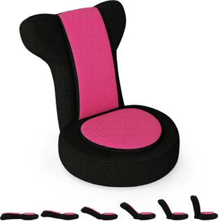 Fauteuil De Sol Pliable 48x64x53cm, Appuie-tête Et Dossier Réglables,coussin Rembourré ,rose